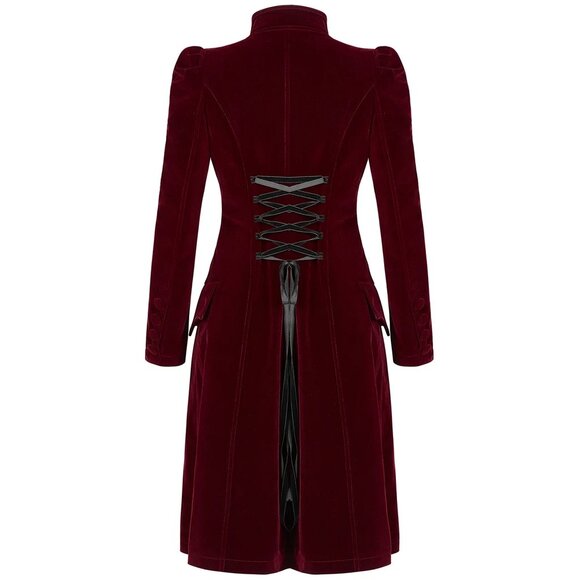 Women's coat Jacket Vespertine Mid Length Coat Red/Maroon Velvet Coat USA - Picture 3 of 8